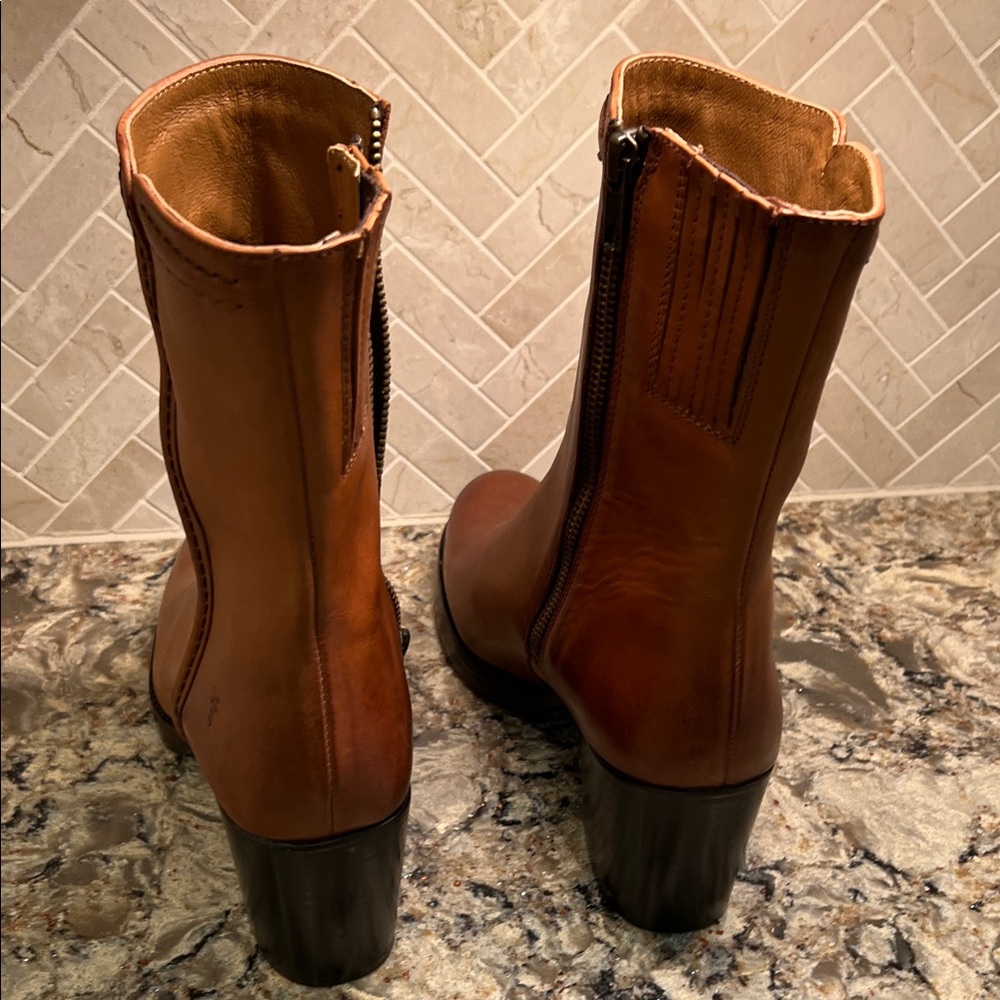 Frye Tan Leather Ankle Booties - Picture 5 of 8